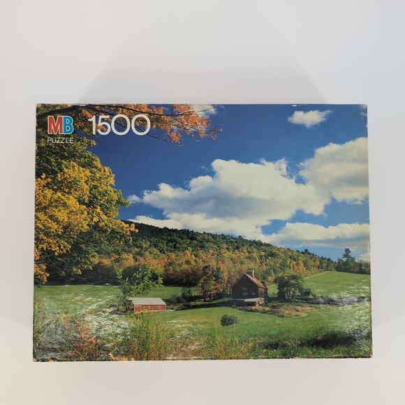 MB Milton Bradley 1500 Fully Interlocking Piece "Peacham, VT" Jigsaw Puzzle GUC - Picture 1 of 10